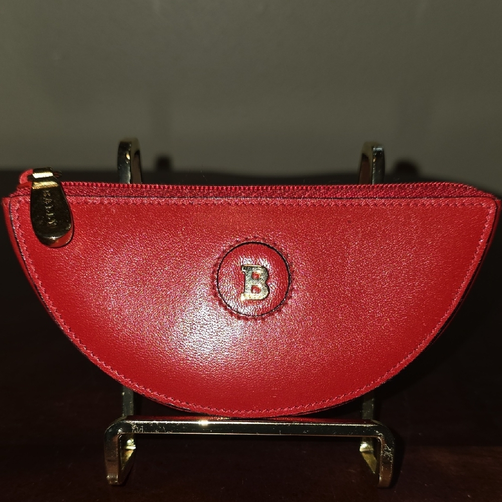 Bally Red Leather Key & Card Holder EUC